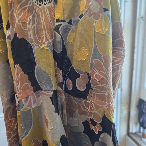 Wonderful Memories Black Floral Jacquard Tiered Midi Dress Lulus Size M - Picture 10 of 10